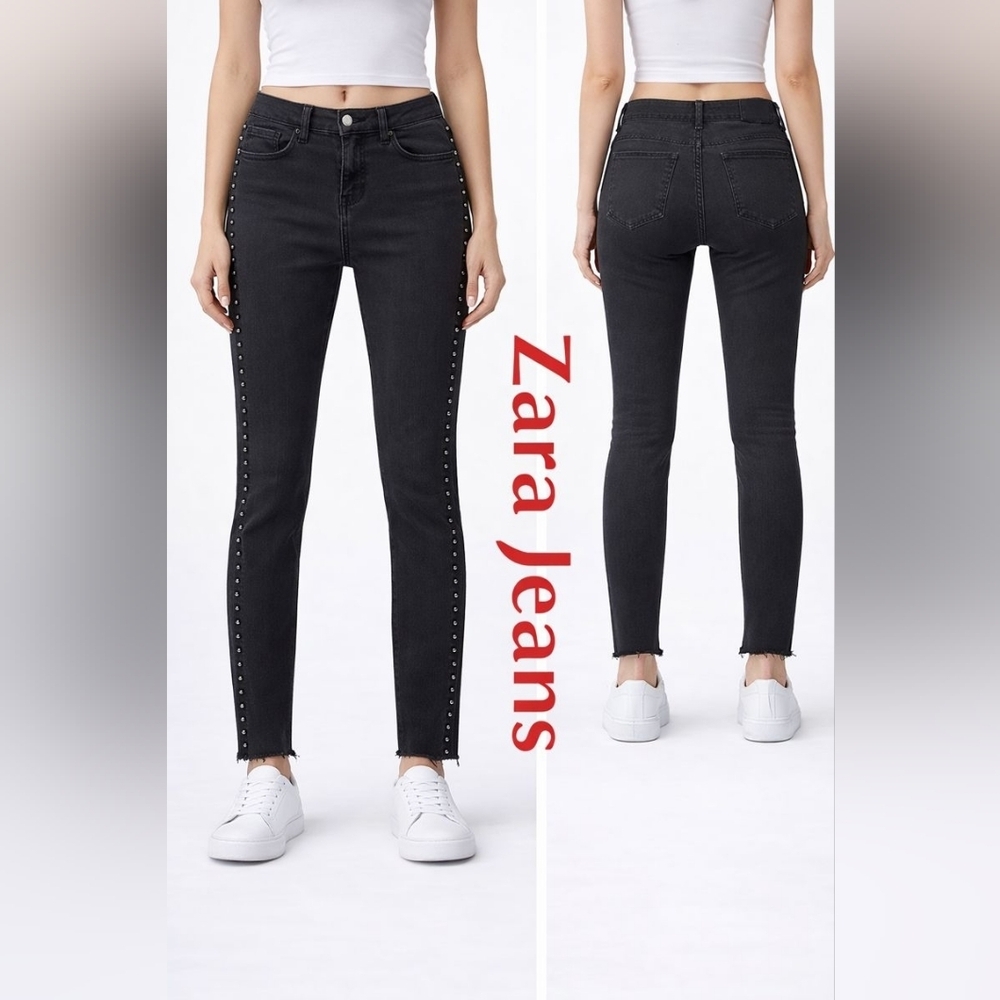 Zara Black Studded Skinny Jeans